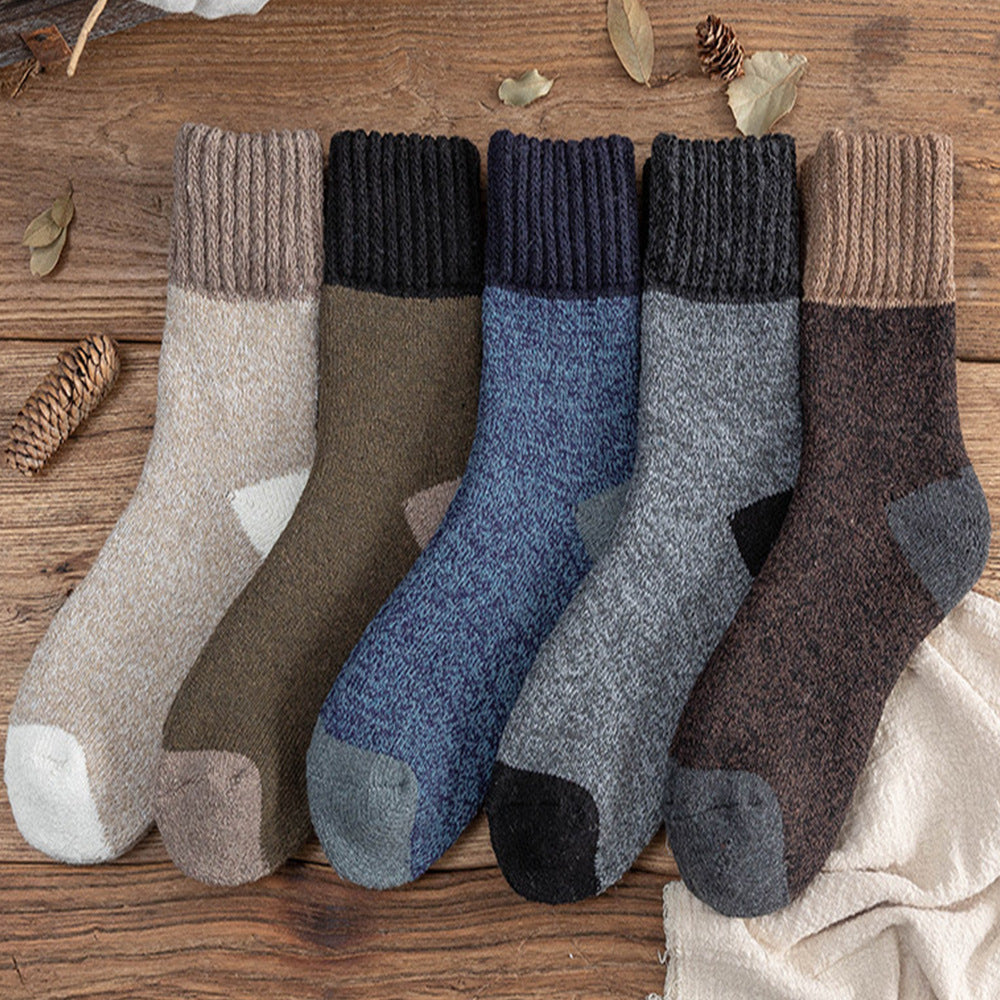 Men's Thick Wool Socks for Winter Warmth (Mid-Calf)