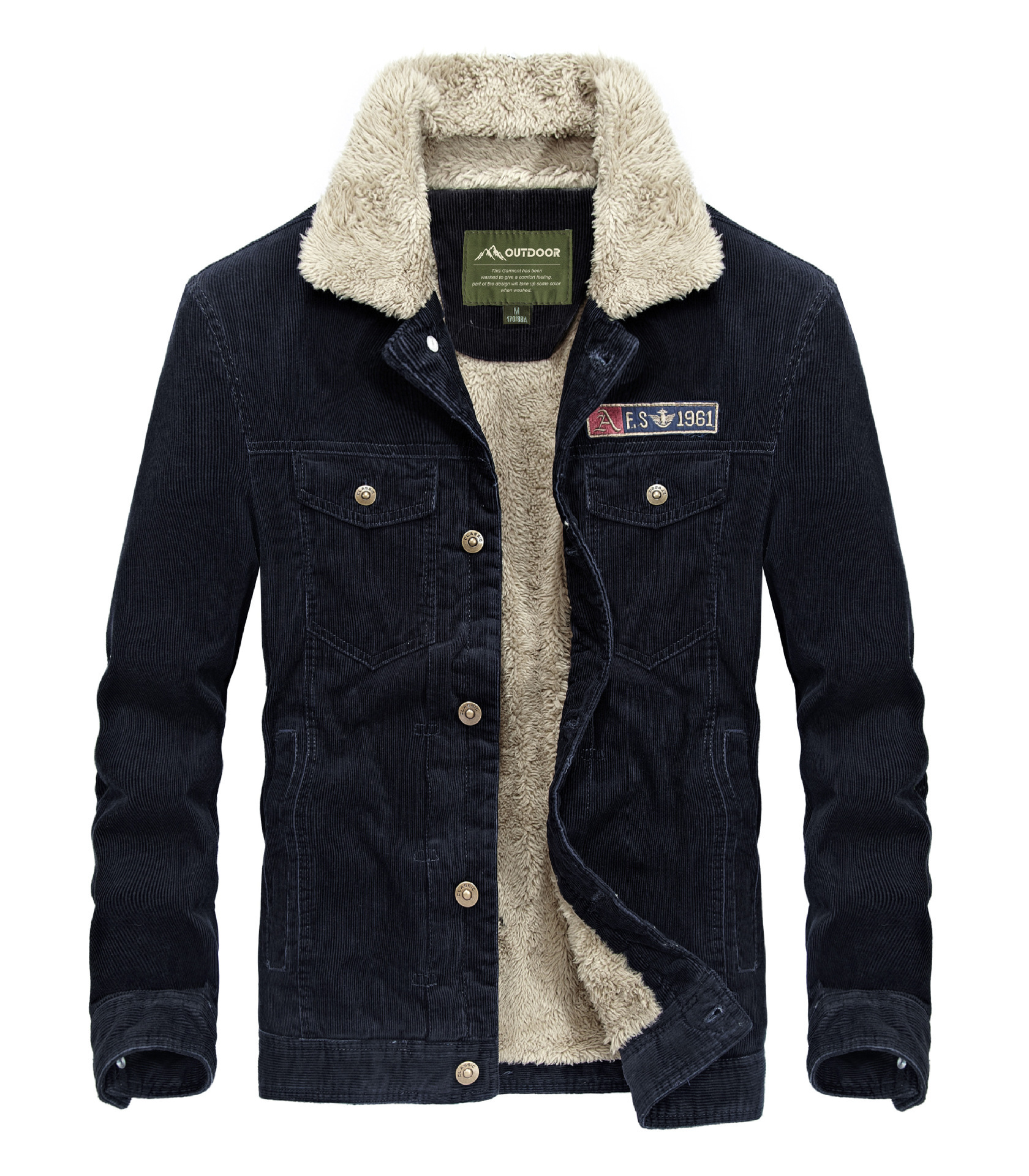 Men's Corduroy Jacket with Fleece Lining (Plus Size)