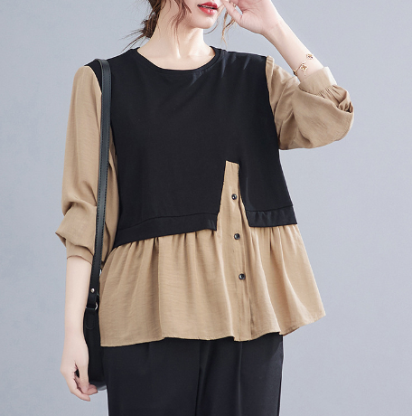 Large Women's Loose Slim Long Sleeve T-Shirt