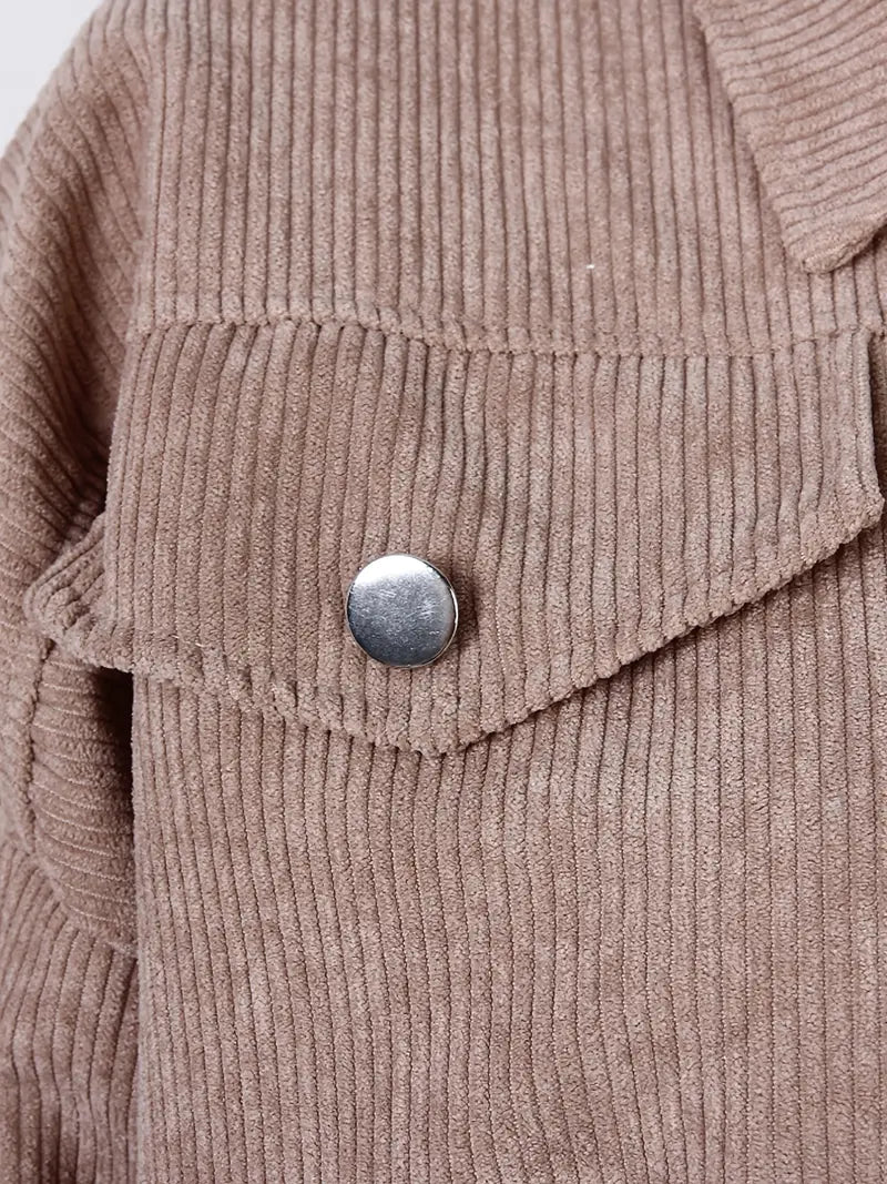 Vintage Corduroy Bomber Jacket with Long Sleeves