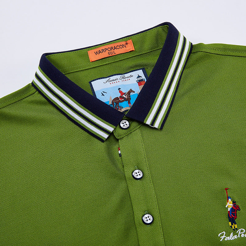 Rego Men's Business Polo Shirt - Summer Solid Color T-shirt