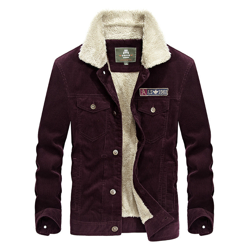 Men's Corduroy Jacket with Fleece Lining (Plus Size)