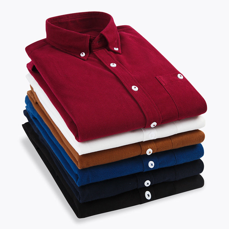 Men's Thin Corduroy Long Sleeve Shirt for Winter