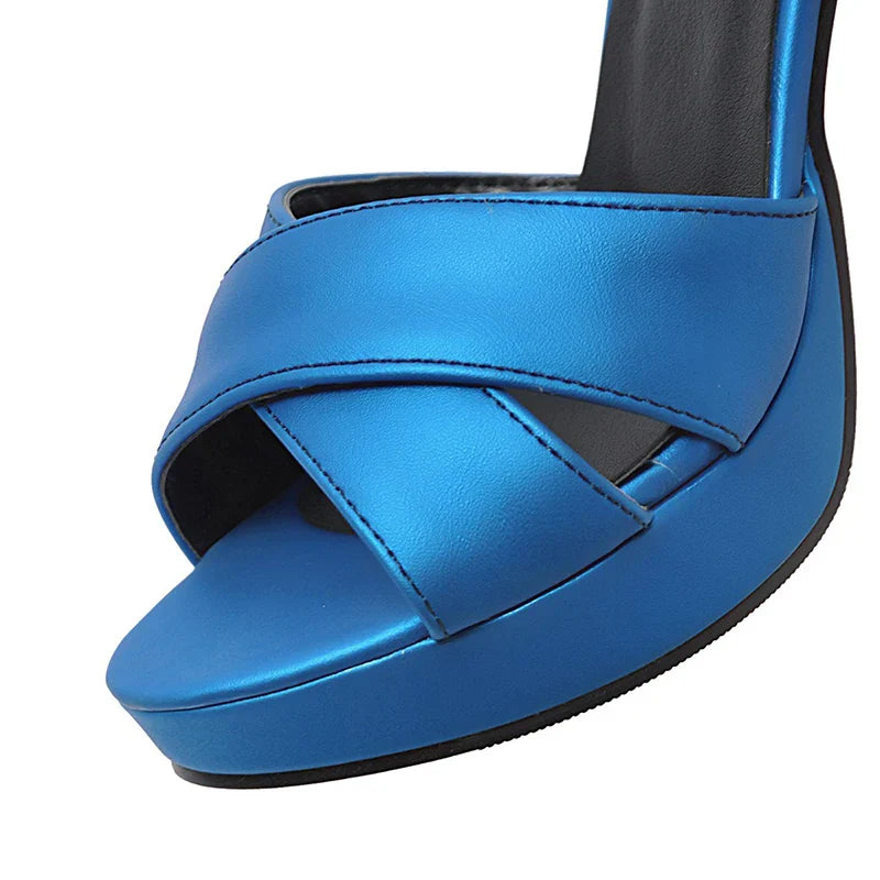 Brand Elegant sandals Women High Heels Pumps Super high heel 12cm Women's Banquet sandals waterproof platform toe sandals 31-46