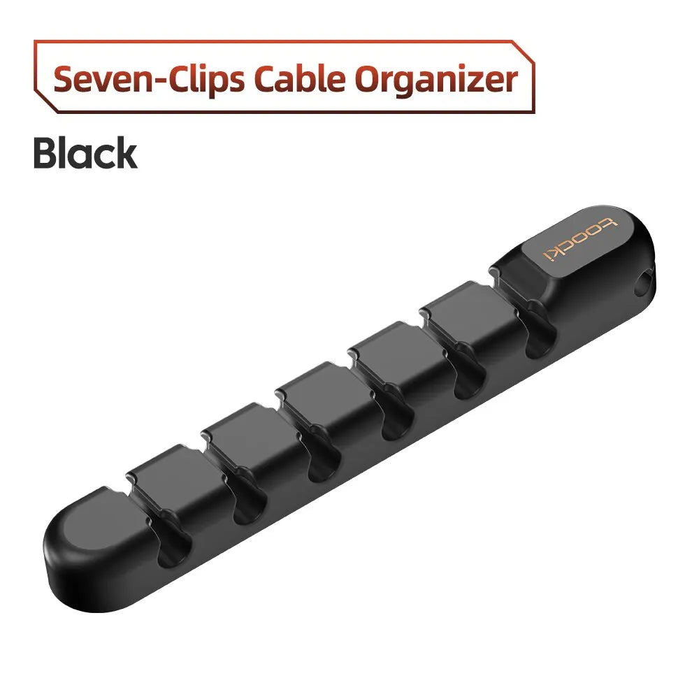 Toocki Cable Wire Cord Organizer Management 7 Hole Holder USB Desktop Winder Clip Flexible For Mouse Keyboard USB Type C Cable