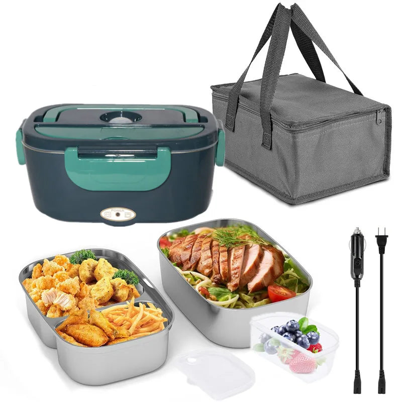 HOMEFISH 1.8L Electric Lunch Box 75W Speed Heating Car Or AC Heating Travel Office Home Use Gift Knife And Insulated Handbag
