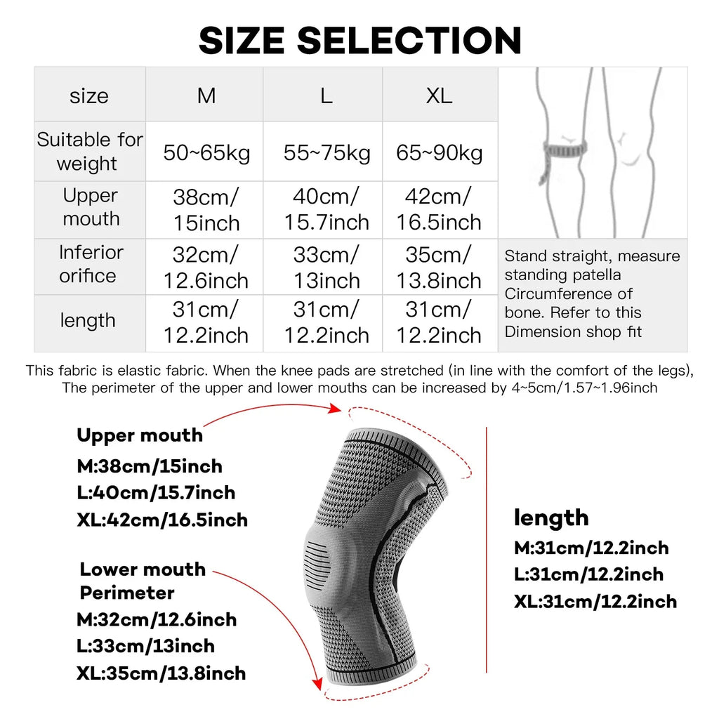 1PC Silicone Knee Pads Strap Patella Medial Support Meniscus Compression Knee Braces for Running Sport Knee Protection