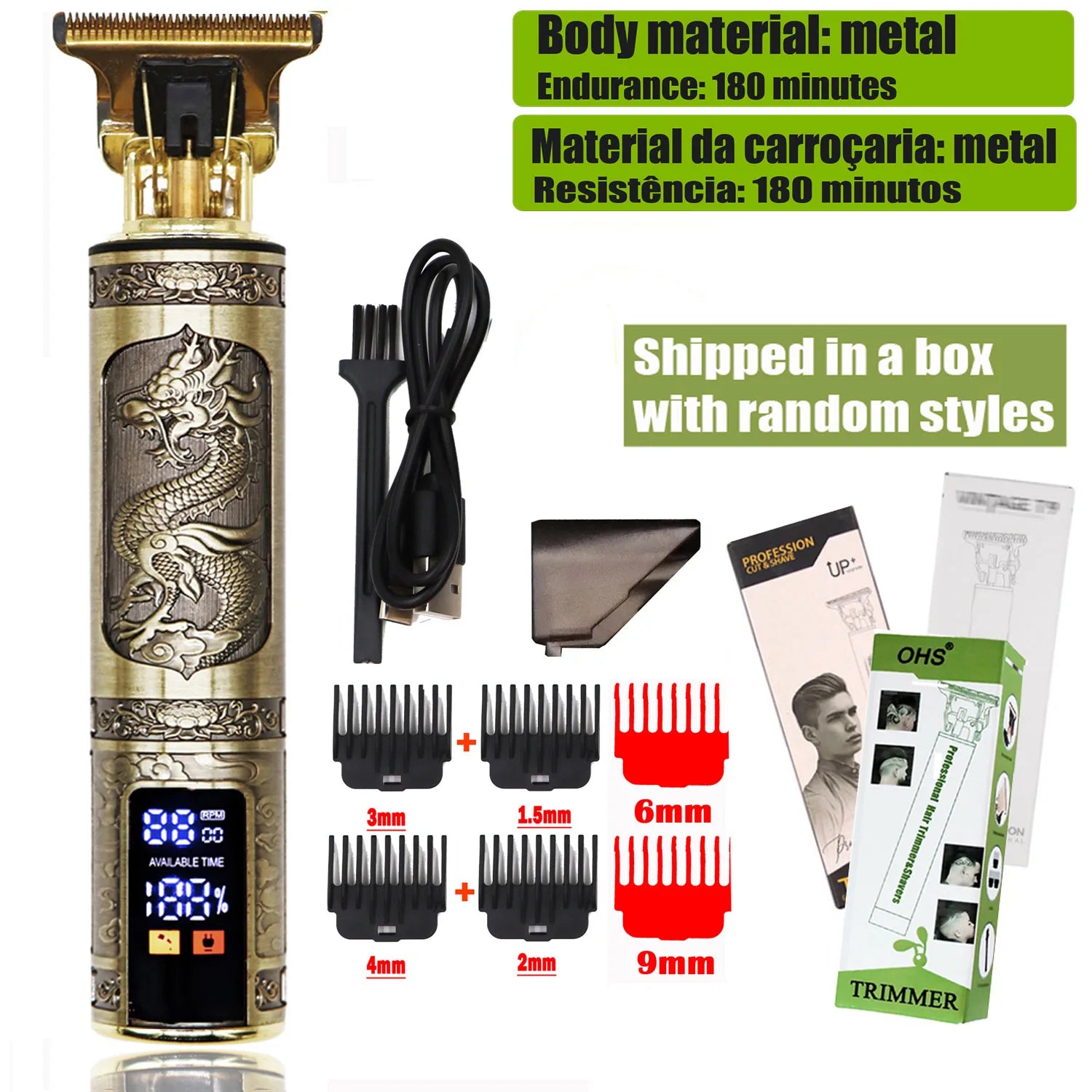 Hot Sale Vintage T9 Electric Cordless Hair Cutting Machine Professional Hair Barber Trimmer For Men Clipper Shaver Beard Lighter