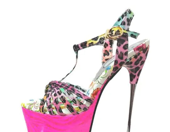 Summer 30cm Metal Thin High Heels Sandals Female Platform Women's Shoes Narrow Band Steel Pipe Dance Buckle SM Stripper Pumps