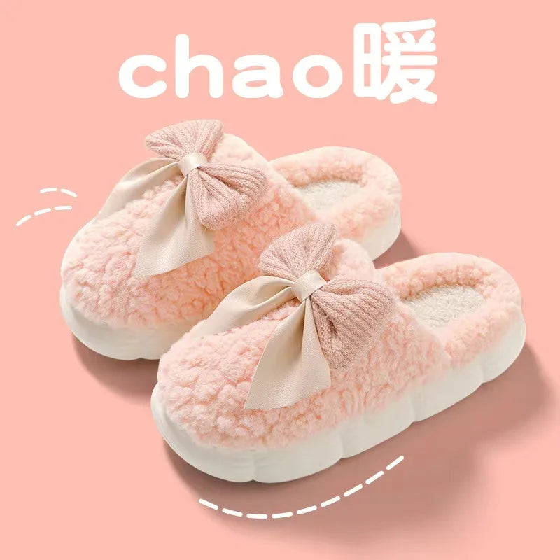 Fluffy Anti-Slip Cotton Slippers for Cozy Indoor Comfort