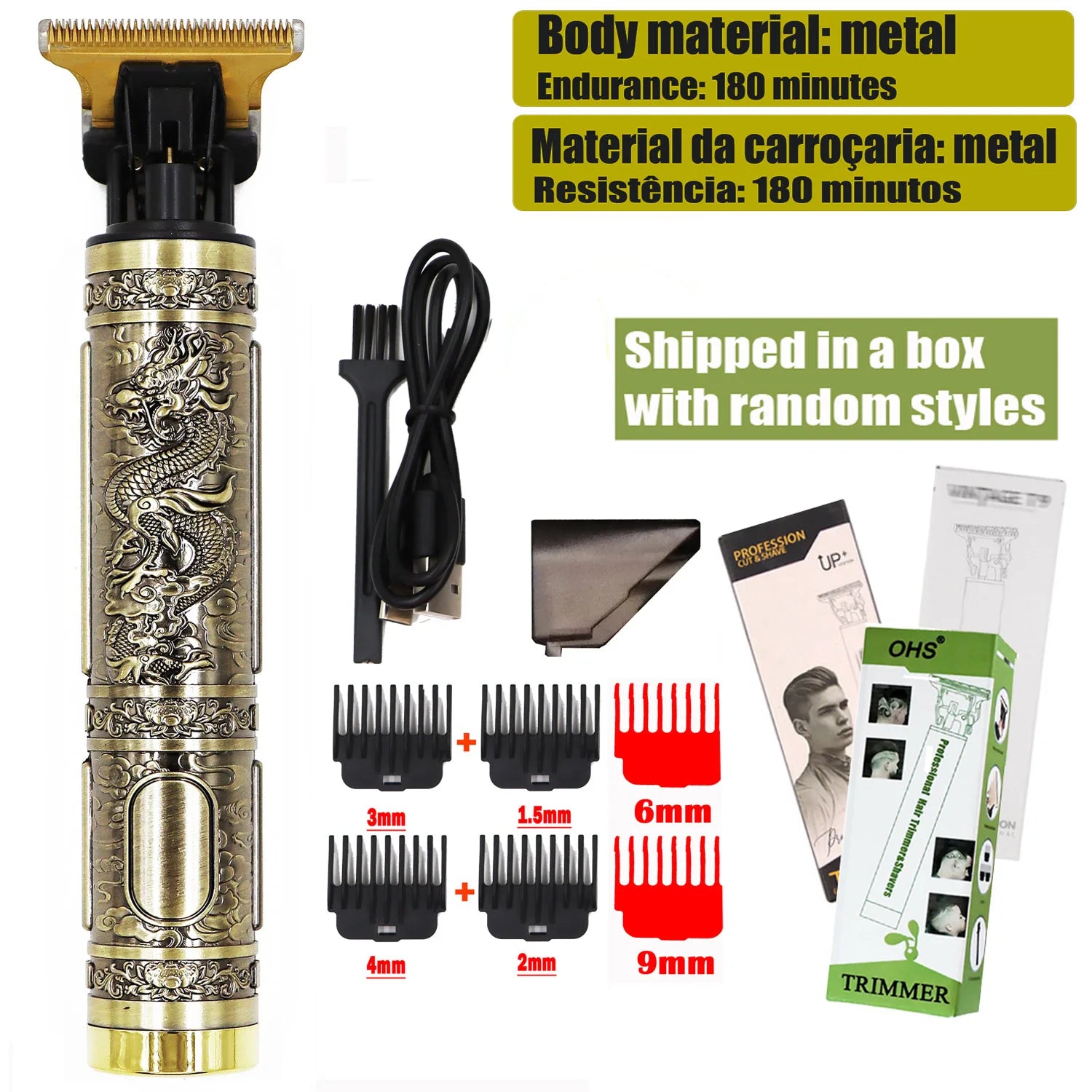 Hot Sale Vintage T9 Electric Cordless Hair Cutting Machine Professional Hair Barber Trimmer For Men Clipper Shaver Beard Lighter