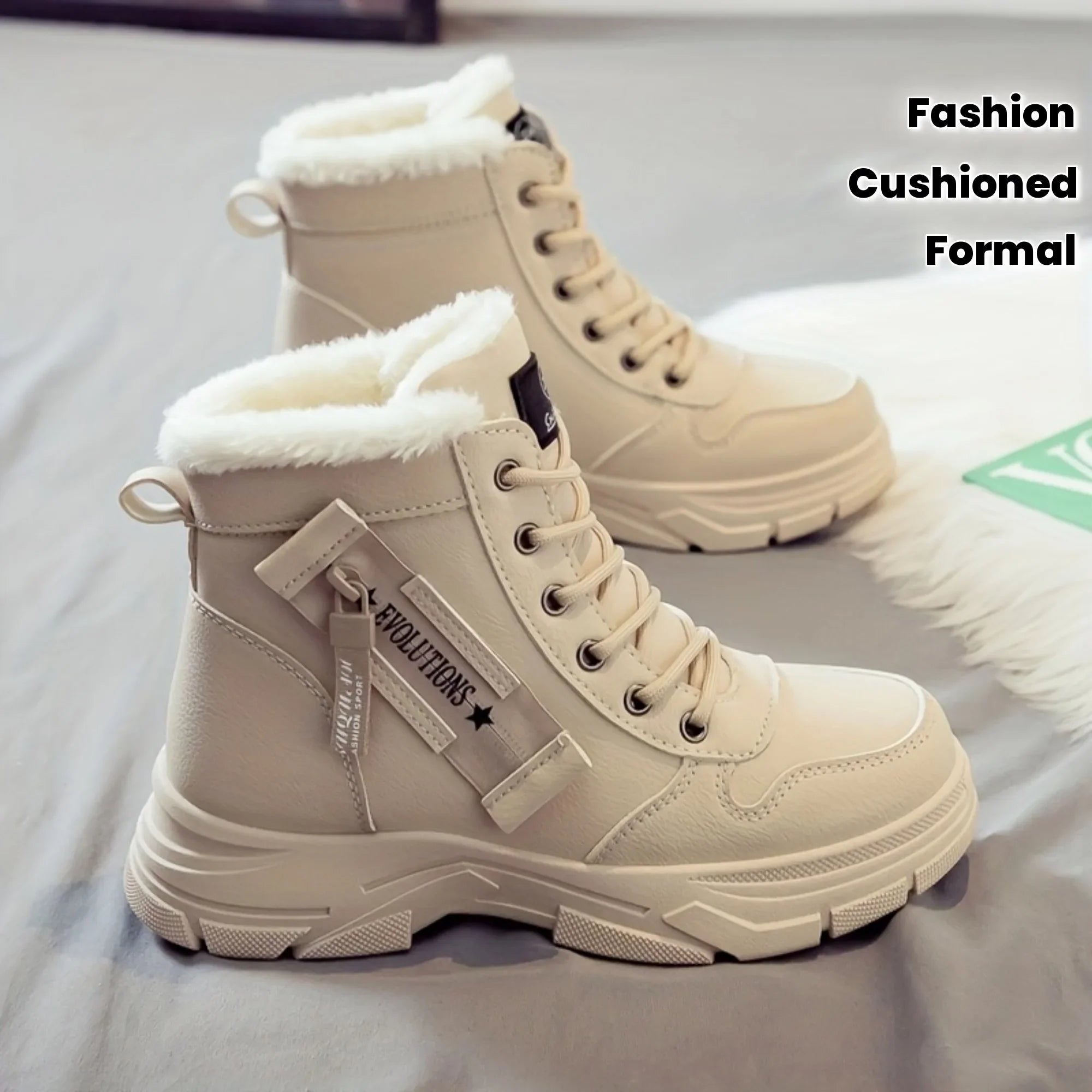 Insulated Women's Winter Ankle Boots with Thick Sole Traction