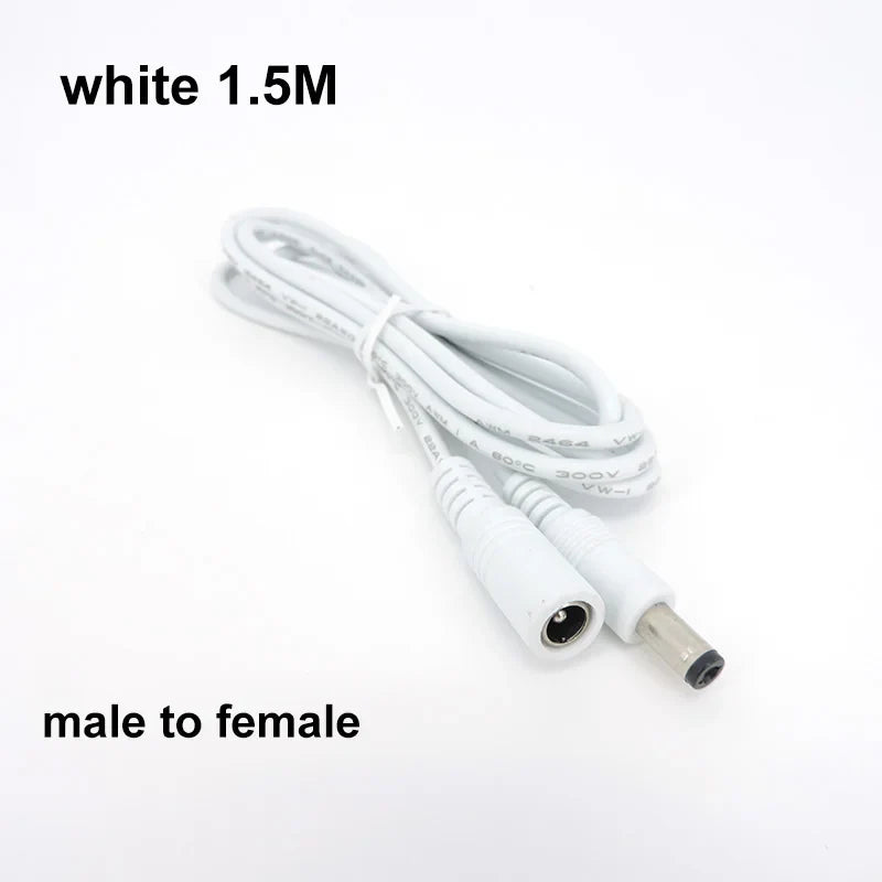 22awg 3A DC Male To male female Power supply Adapter white black cable Plug 5.5x2.1mm Connector wire 12V Extension Cords