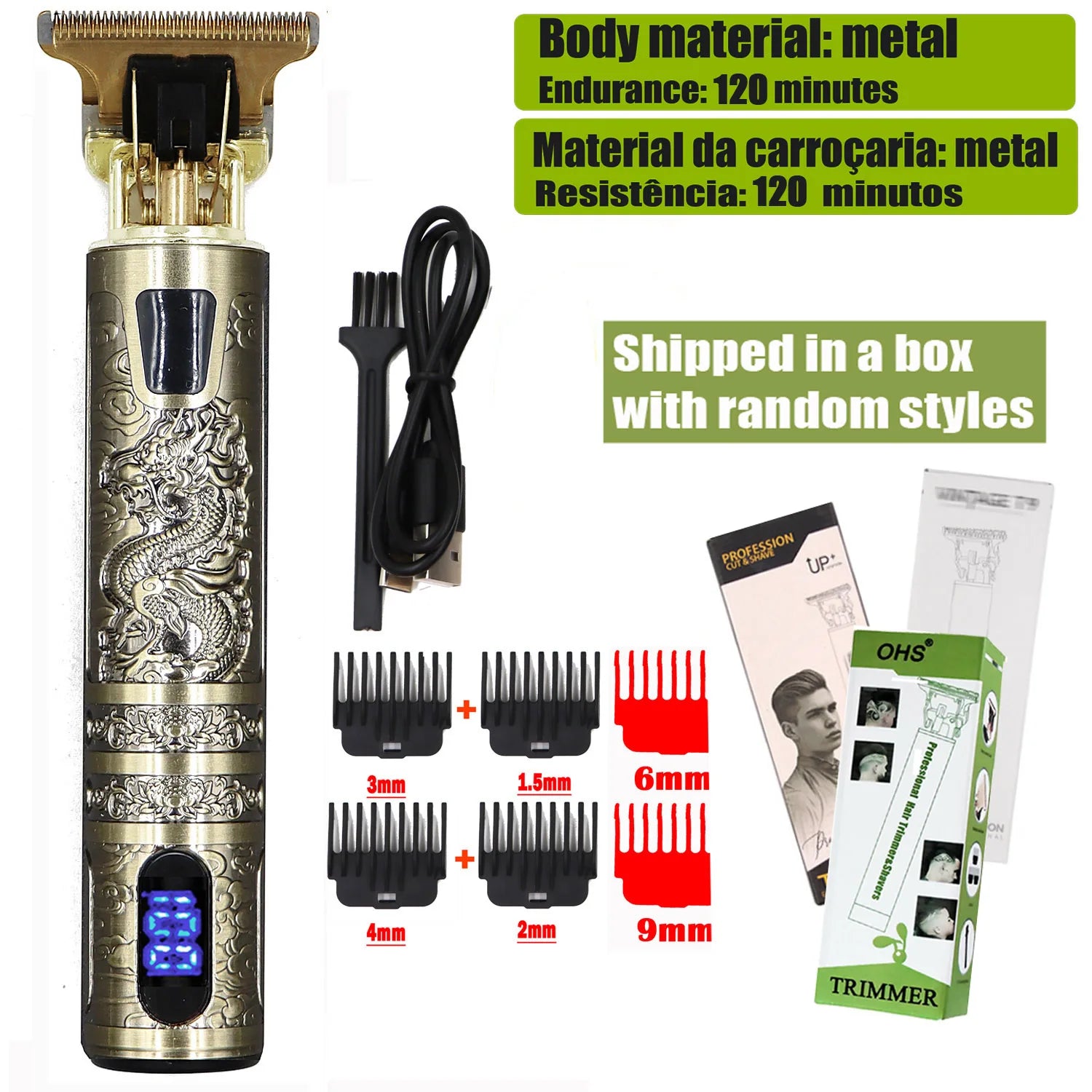 Hot Sale Vintage T9 Electric Cordless Hair Cutting Machine Professional Hair Barber Trimmer For Men Clipper Shaver Beard Lighter