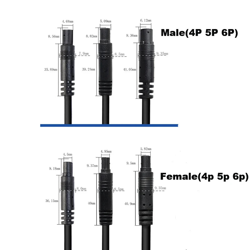 4pin 5pin 6pin Male to Female Cord Car Vehicle DVR Camera Extension connector Cables HD Monitor Rear View Camera Wire