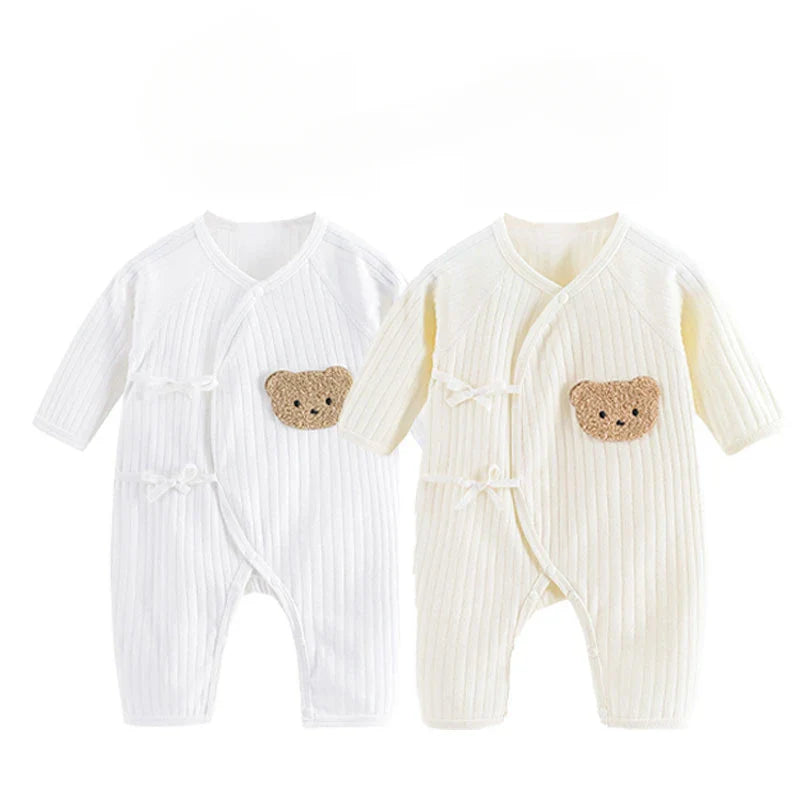 Somenie Infant Knitting Jumpsuit 100% Cotton Long Sleeve Romper One Piece Outfit for Boys & Girls Newborn Baby 4 Seasons Wear