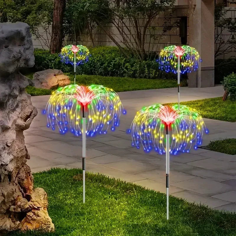 60LEDS Solar Firework Lights Waterproof Garden Lights Outdoor Solar Lights 8 Modes Landscape Lighting for Courtyard Pathway