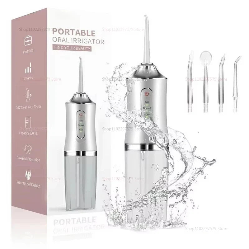 Portable Smart Electric Oral Irrigator Water Flosser 4 Jets 3 Modes Rechargeable Dental Water Jet Irrigator Dental Teeth Cleaner