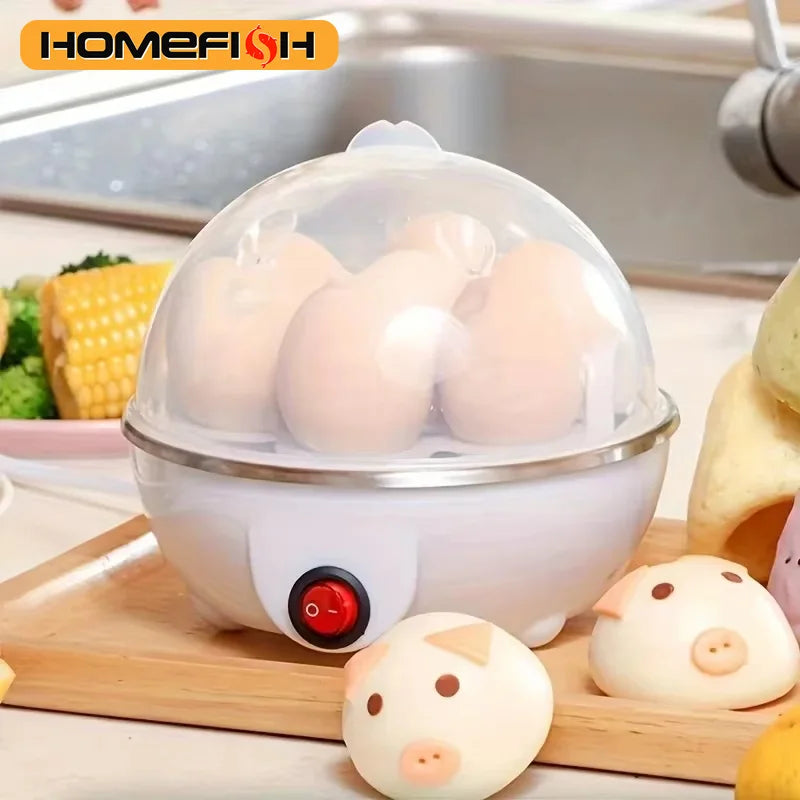 HOMEFISH Egg Cooker Automatic Power Off Home 7 Eggs Multi-Functional Steamed Egg Custard Boiled Egg Machine Breakfast Artifact