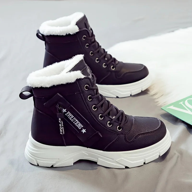 Insulated Women's Winter Ankle Boots with Thick Sole Traction
