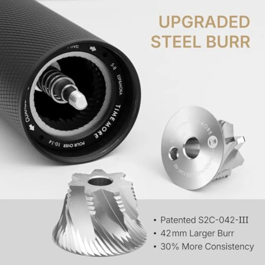 Timemore C5 PRO Manual Coffee Grinder 42mm Stainless Steel Burr 48 Adjustable Settings Hand Coffee Grinder with Foldable Handle