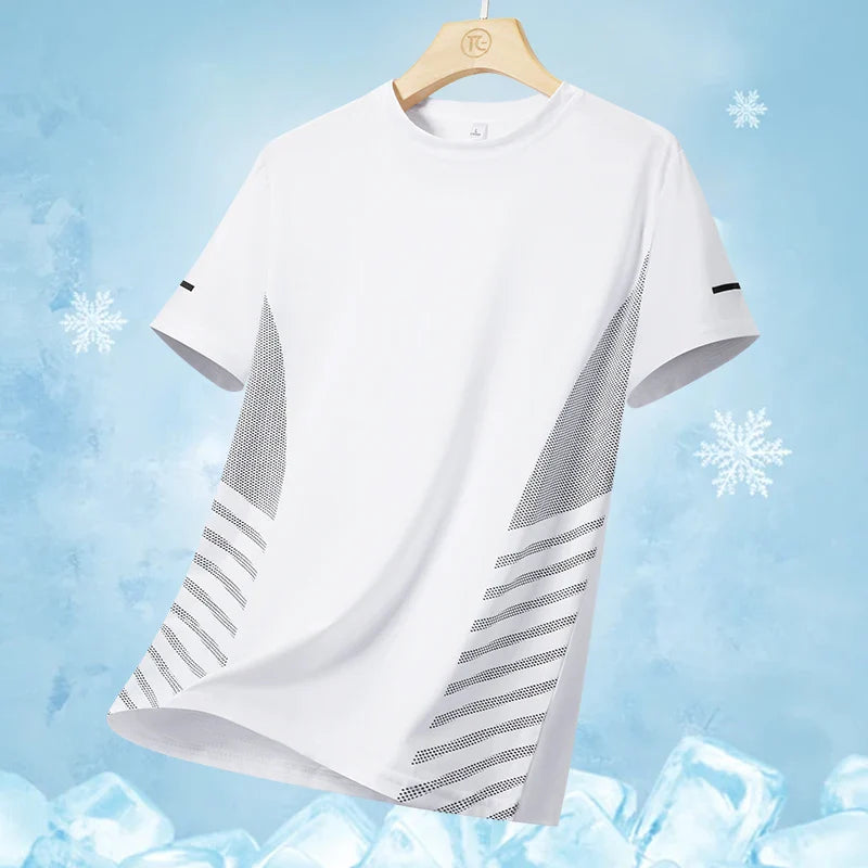 Men Cooling Quick Dry Running T-Shirt Breathable Athletic Top