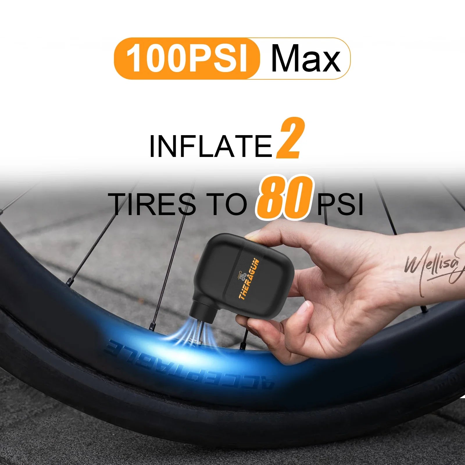 Mini Portable Bicycle Pump Rechargeable Electric Air Inflator 100PSI 5V Type-C Bike Accessories for Bike Schrader Presta Tires.