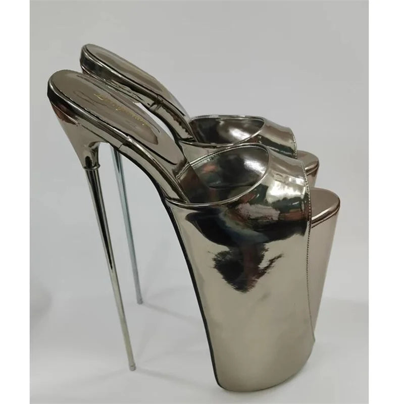Summer 30cm Metal Thin High Heels Sandals Female Platform Women's Shoes Narrow Band Steel Pipe Dance Buckle SM Stripper Pumps