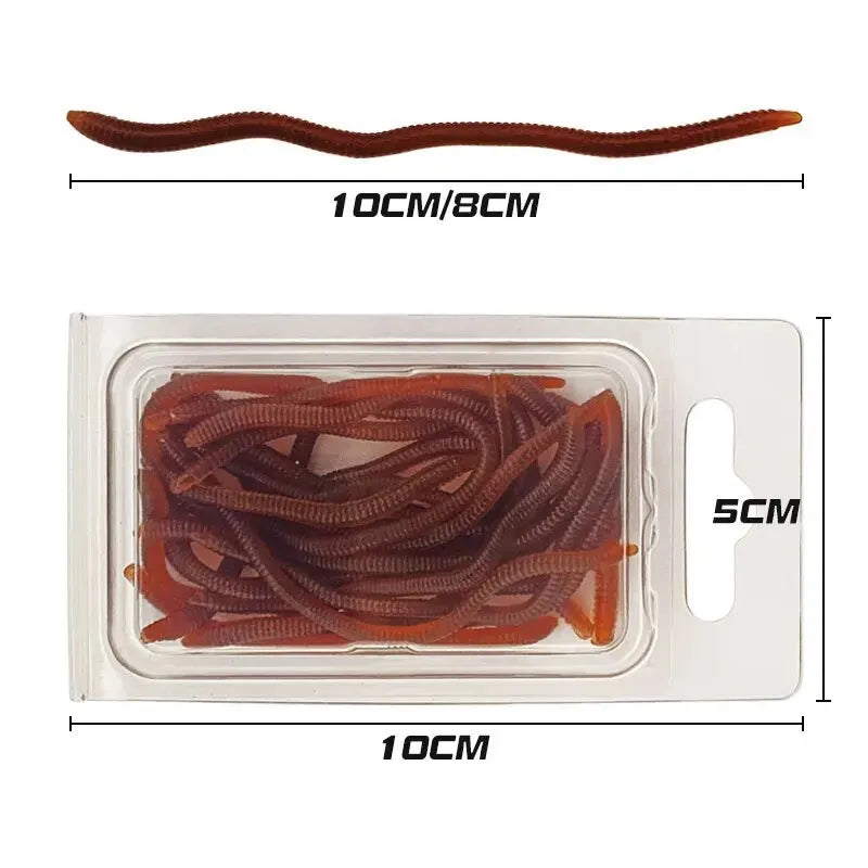 BURLE Lifelike Fishy Smell Red Soft Lures Simulation Earthworm Red Worms Artificial Fishing Lures