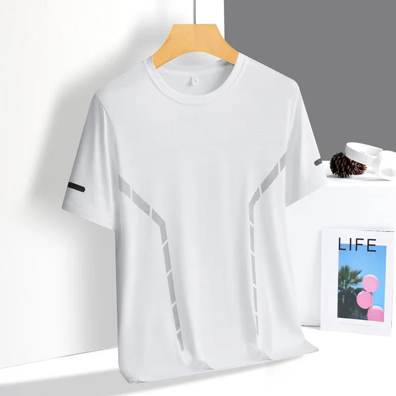 Men Cooling Quick Dry Running T-Shirt Breathable Athletic Top
