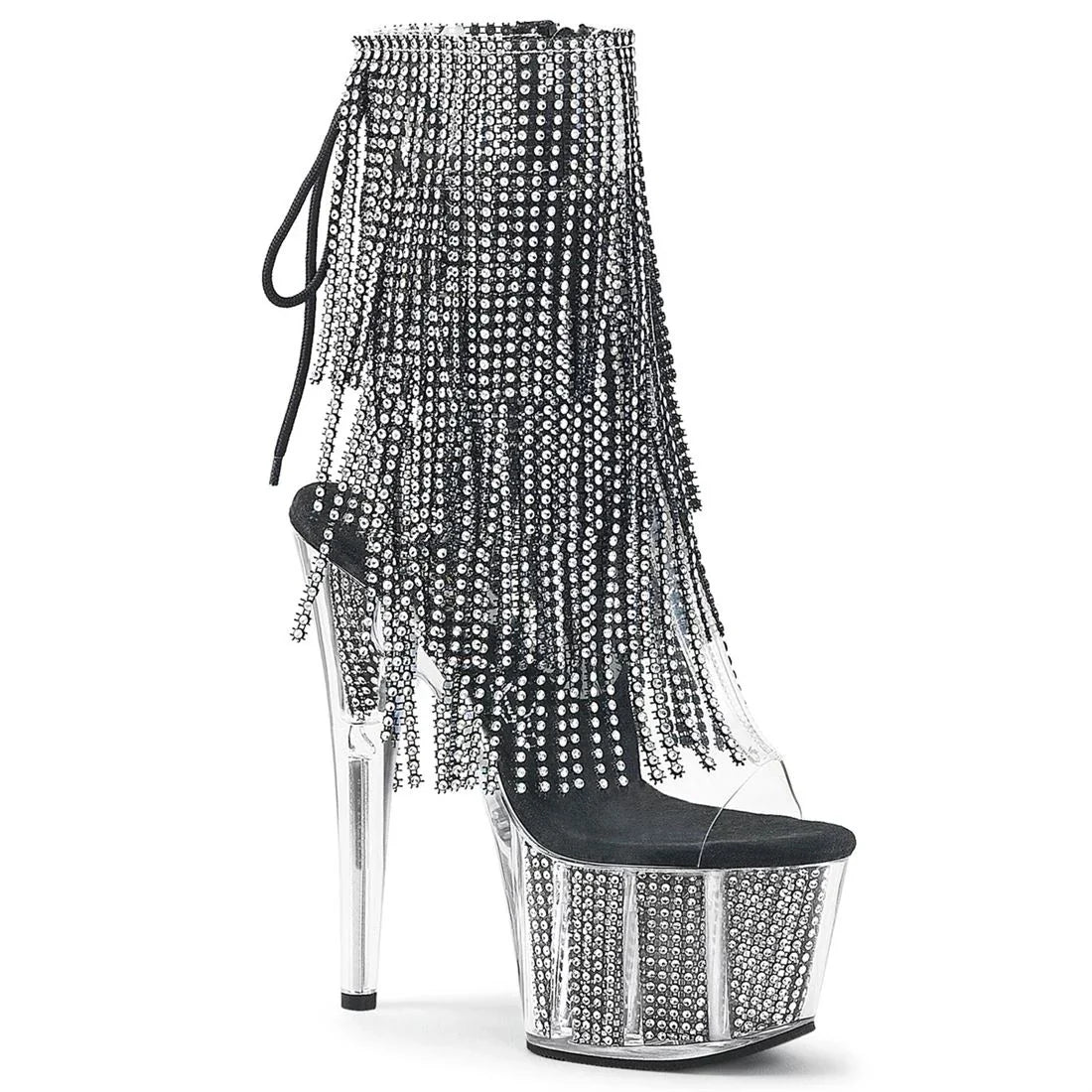 Brand Electroplated Tassels Pumps 17CM Thin High Heels Ankle Boots Pole Dance Nightclub Model Catwalk Platform Women's Shoes