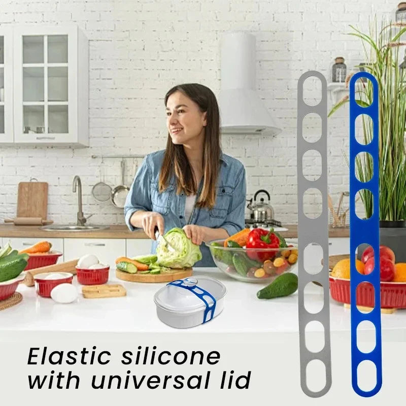 Reusable Lid Strap Silicone Elastic Band Universal Pot Lid Holder for Lunch Box Strap Elastic Band Outdoor Tableware Tool