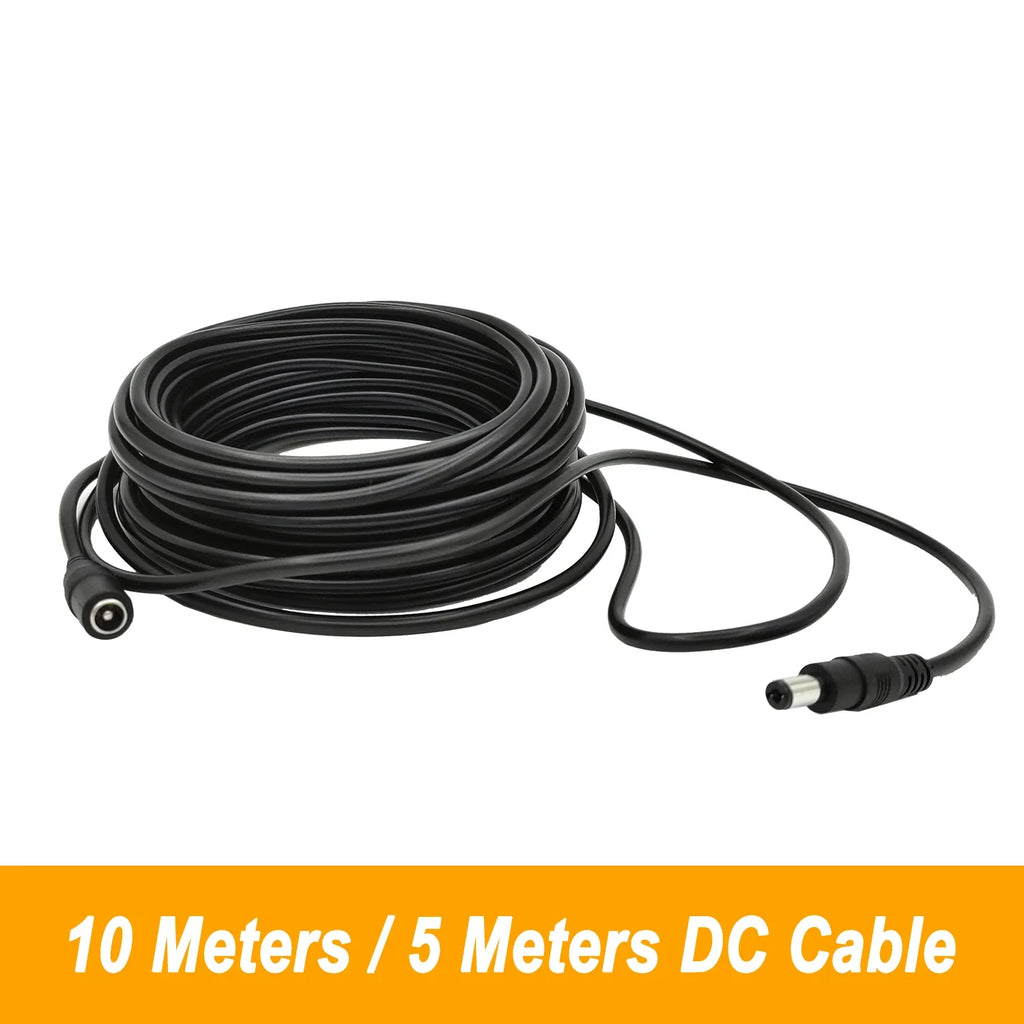 5M 10M DC12V Power Extension Cable 5.5mm*2.1mm Connector Male To Female For LED Lamp CCTV Security Camera Black Power Cable Cord