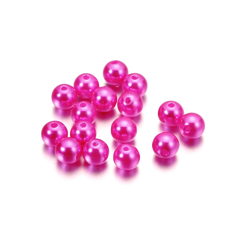 10-1000pcs/lot 3-20mm Straight Holes Acrylic Imitation Pearl Beige Bracelet Round Beads For DIY Craft Jewelry Making Supplies