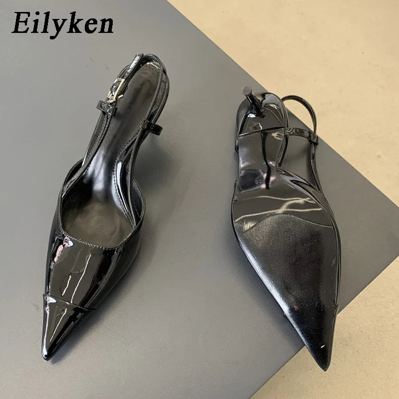 Eilyken New Fashion Pointed Toe Mules Women Pumps Sandals Summer Spring Patent Leather High Heels Ladies Shoes