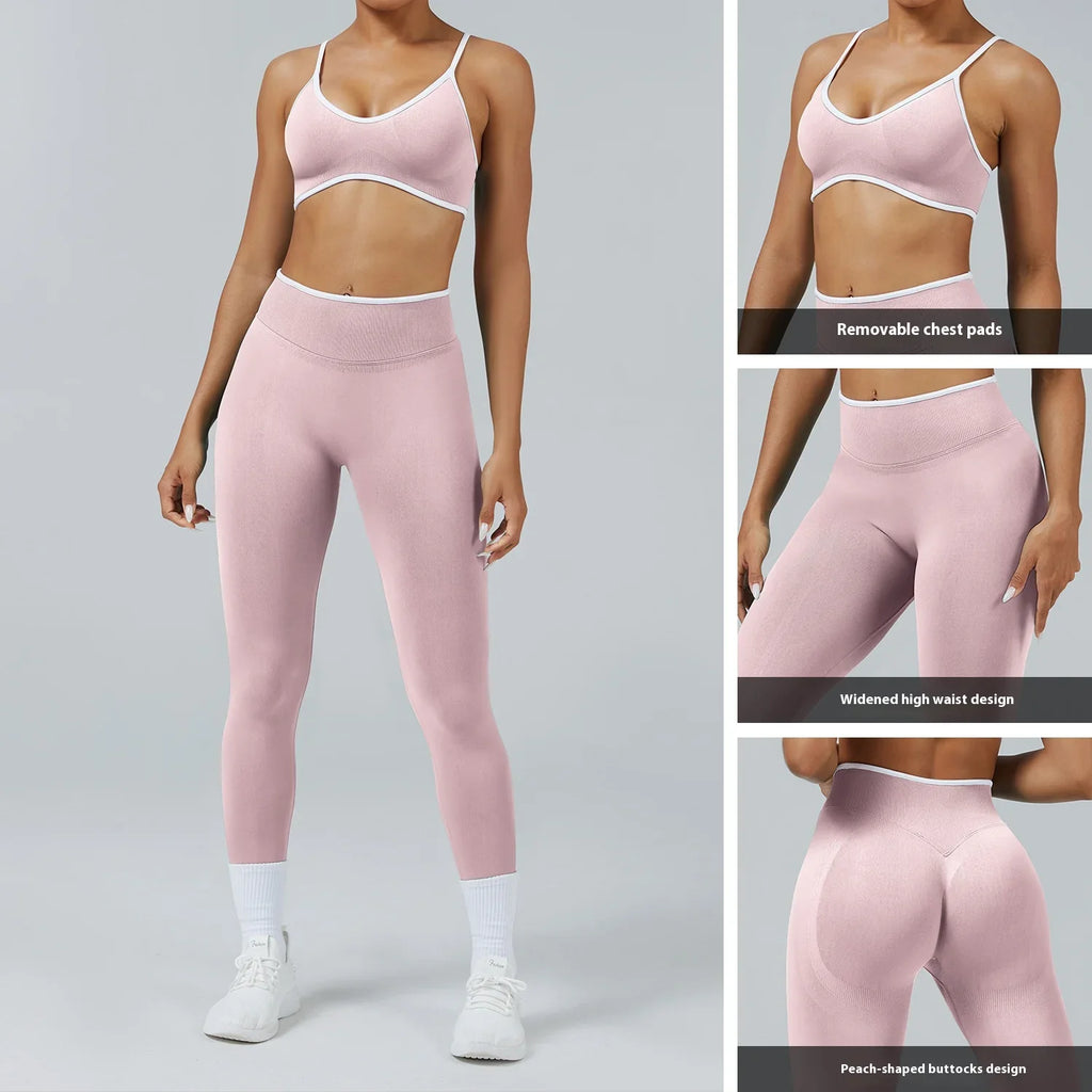 Sculpting Color Block Yoga Set with Tummy Control Shorts