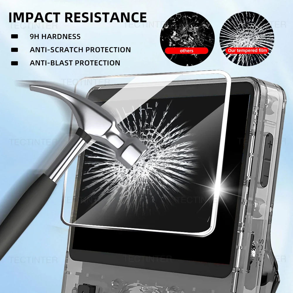 Screen Protector+Portable Carrying Case for R36S Handheld Console Storage Bag & Anti-Scratch Tempered Glass for R36S Accessories