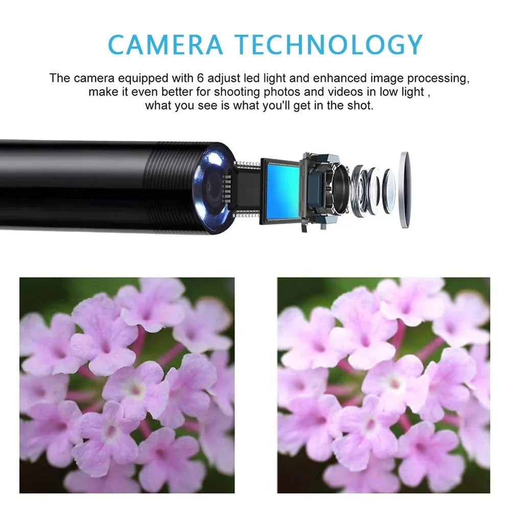 5.5/7.0MM Type-C Endoscope Camera IP67 Waterproof with 6 Adjustable LEDs USB Android Flexible Inspection Borescope for Phone PC