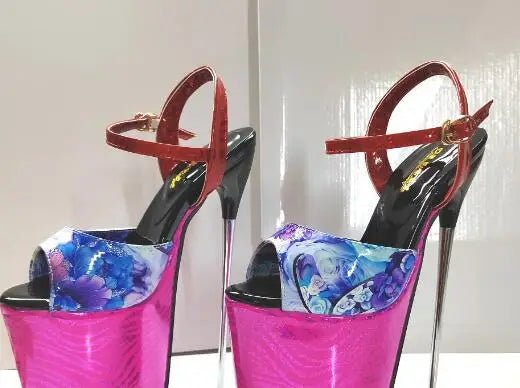 Summer 30cm Metal Thin High Heels Sandals Female Platform Women's Shoes Narrow Band Steel Pipe Dance Buckle SM Stripper Pumps