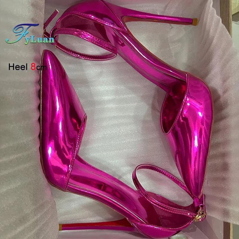 New 12CM 10CM 8CM High Heeled Women's Sandals Sexy Hollow Stiletto Single Shoes Fashion Nightclub Party Female Model Show Pumps