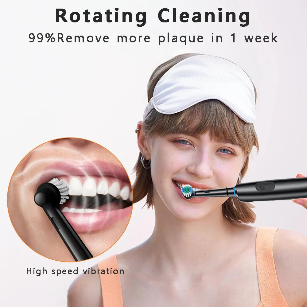 Electric Rotating Toothbrush Deep Clean Whitening Teeth for Adult Rechargeable Toothbrush with 4/8pcs Replacement Heads