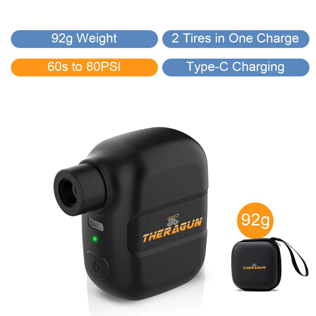Mini Portable Bicycle Pump Rechargeable Electric Air Inflator 100PSI 5V Type-C Bike Accessories for Bike Schrader Presta Tires.