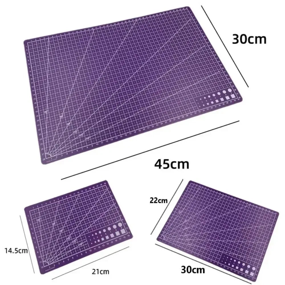 A3 Self-Healing Cutting Mat 45×30×0.09cm, Double-Sided Anti-Cut PVC Pad for Leather Craft, Student DIY Art Projects