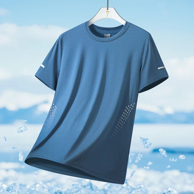 Men Cooling Quick Dry Running T-Shirt Breathable Athletic Top