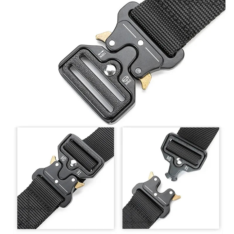 Tactical Quick Release Belt Military Style Nylon Waistband Durable Breathable Adjustable Outdoor Hiking Work Casual Belt for Men