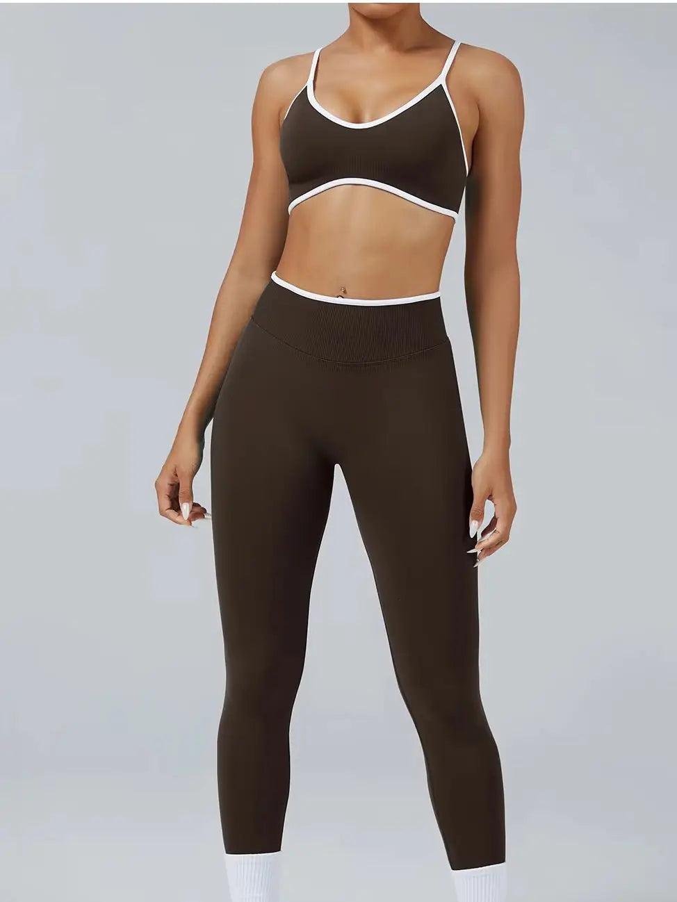 Sculpting Color Block Yoga Set with Tummy Control Shorts