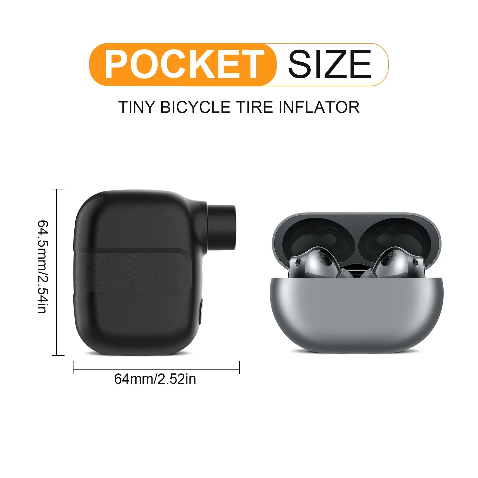 Mini Portable Bicycle Pump Rechargeable Electric Air Inflator 100PSI 5V Type-C Bike Accessories for Bike Schrader Presta Tires.