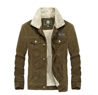 Men's Corduroy Jacket with Fleece Lining (Plus Size)