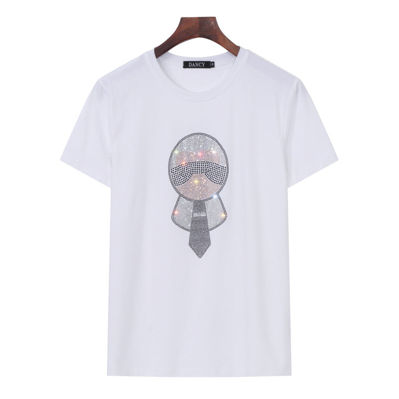 Plus Size Women's Rhinestone Character T-Shirt Fashion